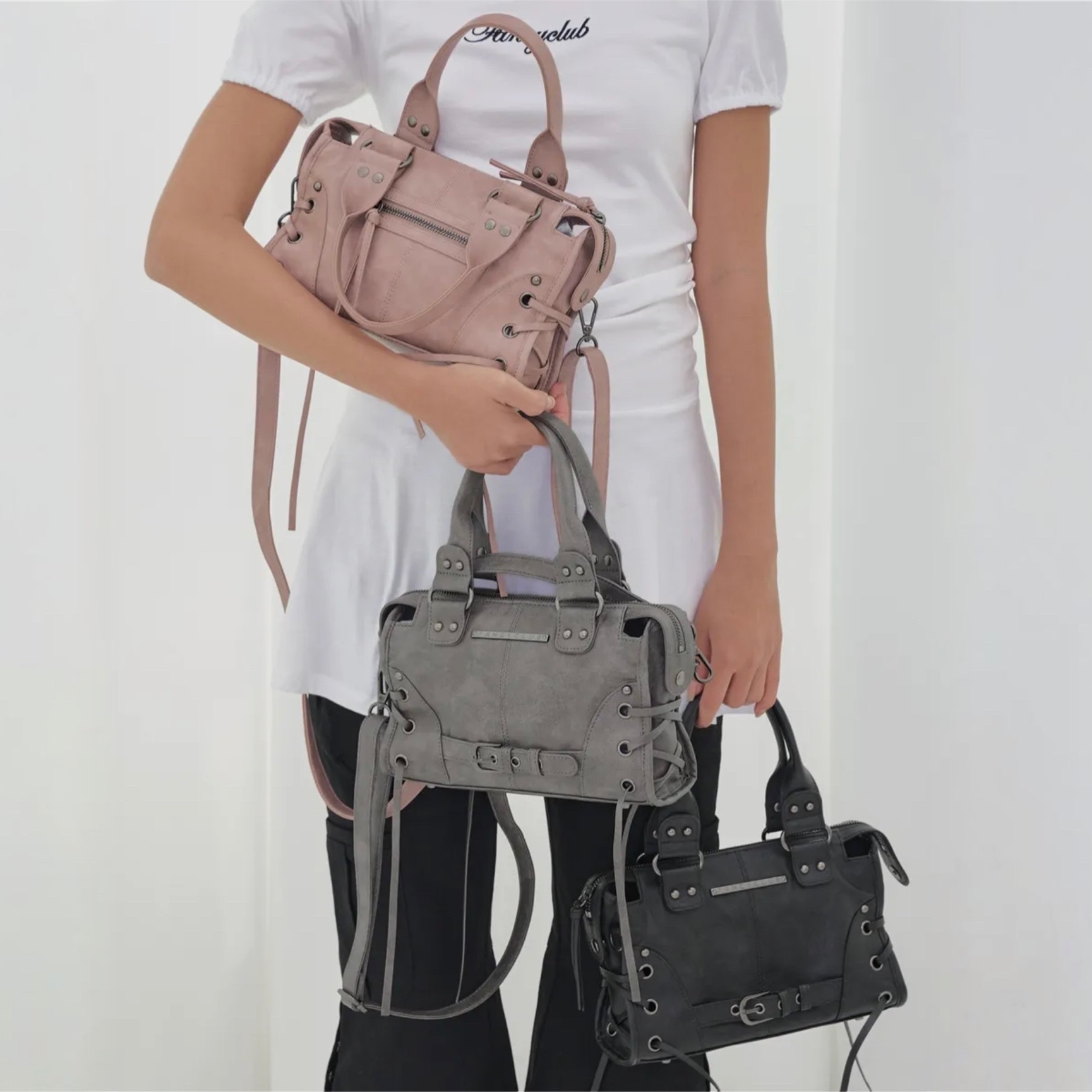 【6月17日截單！限時優惠預訂】韓國FANCY CLUB BELTED WASHED LEATHER MIN BAG（3色）