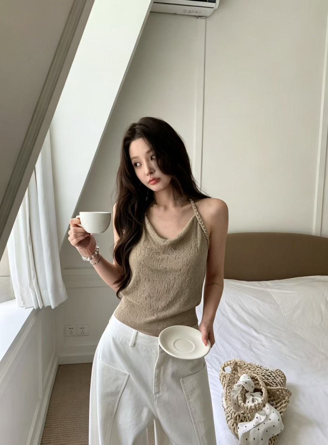 性感掛脖針織背心