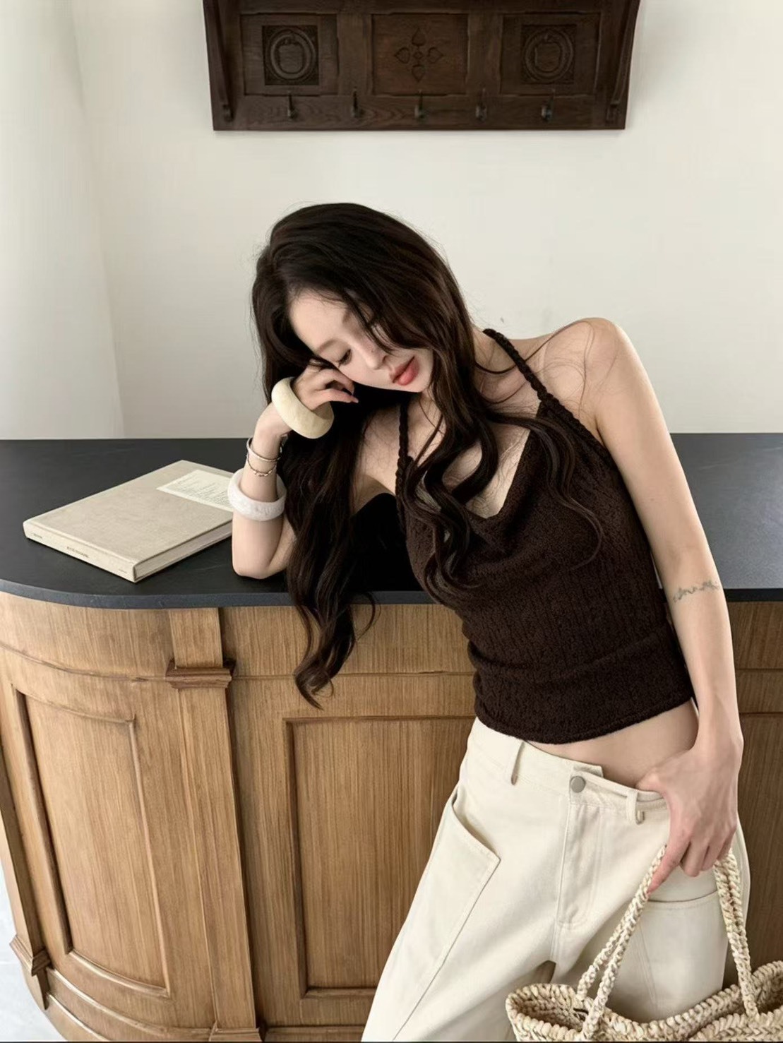 性感掛脖針織背心