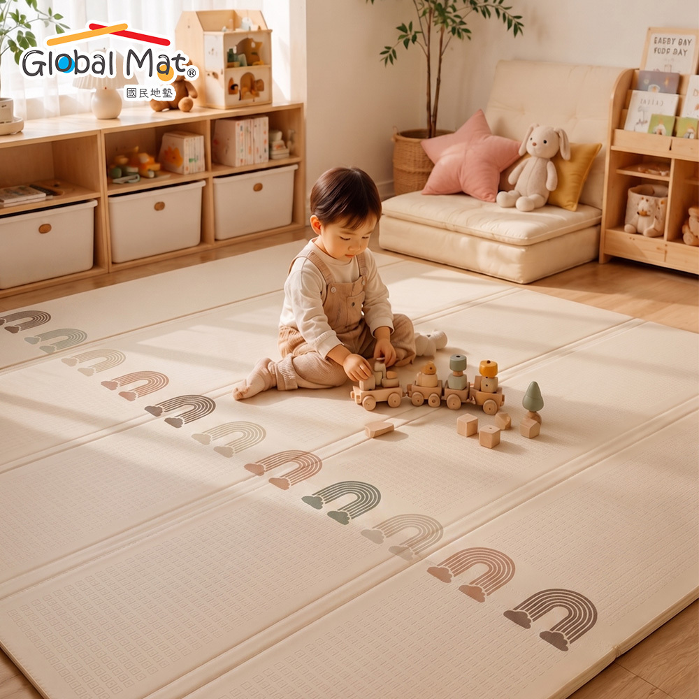 免運【 Global mat 】國民地墊 XPE 標準款 1cm 輕量摺疊地墊 - 彩虹假期 B1 (180 x 160)