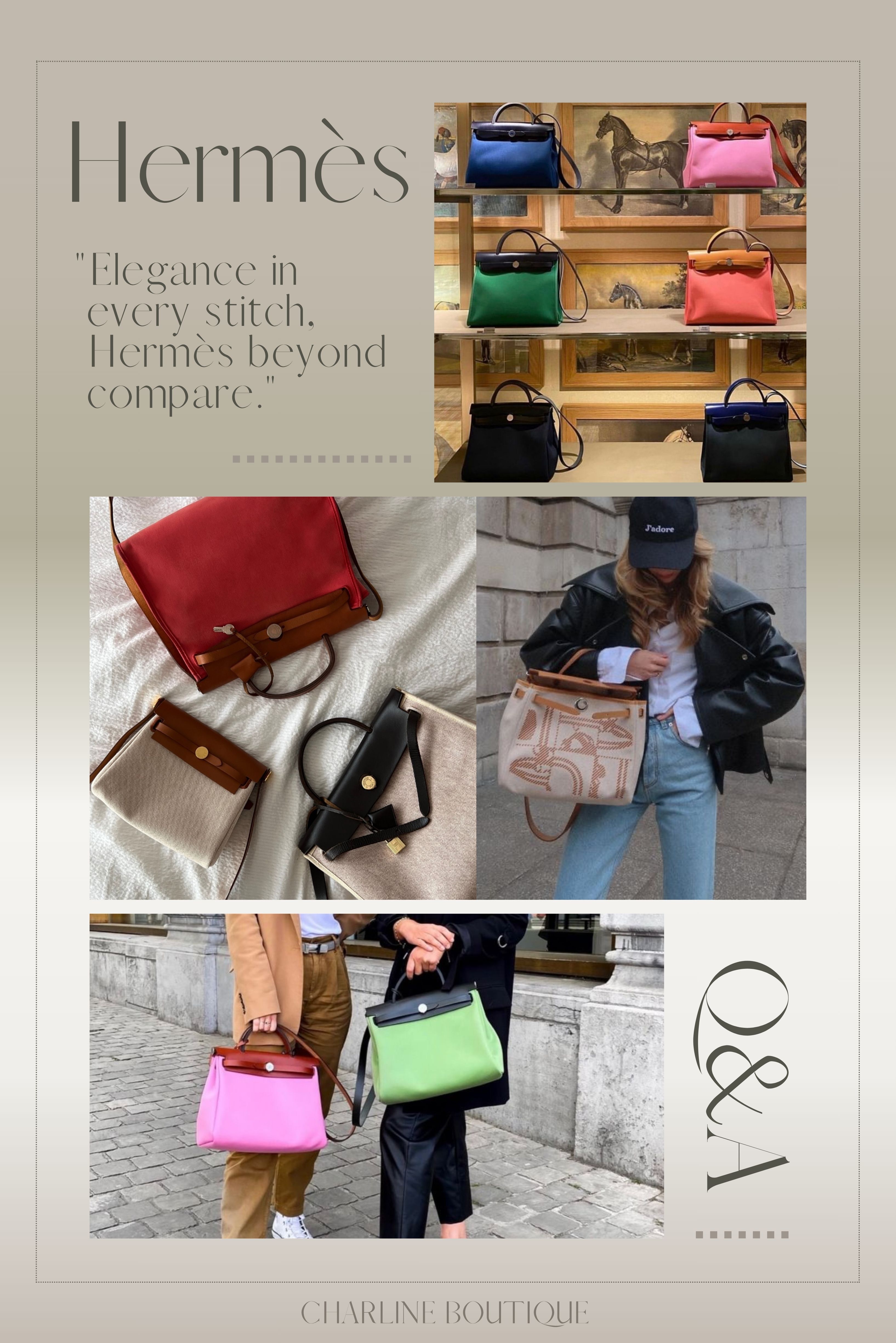 FAQ｜Hermès Herbag 選購 10 大常見問題  Q1：Hermès Herbag 尺寸有哪些？20、31、39 一次看懂  目前市場上討論度最高的主要是三種尺寸，背起來的體感和適用場景截然不同：  Herbag Zip 20（Mini 迷你款） 約寬 20cm × 高 17.5cm × 深 7cm。近年小包風潮大爆發，20cm 真的很精緻可愛，背起來特別減齡輕便。但容量比較精簡，放手機、卡夾、鑰匙、口紅就差不多了。習慣帶長夾或摺疊傘出門的女孩，這款可能會有點吃緊。  Herbag Zip 31（PM 黃金尺寸） 約寬 31cm × 高 25cm × 深 10cm。這是 Charline Boutique 最推薦的「盲選不出錯」尺寸！比例對亞洲女生最友善，手提優雅、肩背俐落。容量非常驚人，長夾、iPad、化妝包、摺疊傘都能輕鬆塞入，甚至 13 吋輕薄筆電或 A4 文件也沒問題。逛街、約會、通勤，全部搞定。  Herbag Zip 39（MM 中性大容量） 約寬 39cm × 高 28cm × 深 9cm。包感大器俐落，屬於中性帥氣風格。適合身高較高挑的女生，或作為男生的休閒公事包。裝大筆電與開會資料完全沒壓力，但身形嬌小的話背起來視覺上容易顯沉，有明確大容量需求再考慮這款。    Q2：Herbag 好買嗎？需要配貨嗎？值得買嗎？有什麼缺點？會保值嗎？適合誰？  這幾個問題我們常常在同一個對話裡被問到，乾脆一起回答。  好買嗎、需要配貨嗎？  相較於 Birkin、Kelly、Constance（BKC），Herbag Zip 入手難度平易近人許多，不屬於傳統意義上的硬性配貨包。2026 年參考售價大約落在新台幣 11 萬至 14 萬元之間（依尺寸與官方調整而異），運氣好的話 Walk-in 直接抱走也不是夢。不過「好買」不代表隨時有現貨，31cm 和 20cm 的熱門配色——黑色、大象灰、米色、金棕色——詢問度一直很高，有時仍需要等候或碰運氣。只要不死守單一指定色，入手機率其實相當高。  值得買嗎？  如果你追求的是「用愛馬仕的預算，買到真正能日常使用、不用小心翼翼、搭配什麼都好看的包」——Herbag Zip 絕對值得。我們見過太多客人本來猶豫，買回去之後每天背、每天後悔沒有早點買。但如果你追求的是「買了能增值、能在二手市場翻倍賣出」，Herbag 不是最佳選擇，這點要誠實說清楚。  有什麼缺點？  帆布遇到深色衣物摩擦可能轉色，淺色款尤其要注意。Vache Hunter 皮革容易留下指甲刮痕，也比較怕水，雨天要多想一下。帆布長期使用邊角容易出現磨損痕跡，修復選項也比全皮款有限。另外辨識度不像 BKC 那麼強烈，喜歡「一眼就看出是哪款」的人可能會稍感不足。  會保值嗎？  Herbag 的保值性在愛馬仕包款裡屬於中等。全皮 Kelly 和 Birkin 因稀缺性高，保值甚至增值的機率相對大；Herbag 因為是帆布拼皮革的入門定位，二手折讓幅度通常比較明顯。不過限量圖案款、特殊帆布材質、停產配色在二手市場有時反而走揚。整體而言，Herbag 最大的價值在於每天使用的滿足感，而不是二手回收數字。  適合誰？  第一次踏入馬場、想感受品牌工藝但不想承擔 BKC 配貨壓力的新手。預算在 11 至 14 萬元之間，想入手一顆真正能日常使用、不用供起來的精品包。喜歡 Kelly 輪廓但覺得 Kelly 太正式、日常穿搭駕馭有點壓力的人。需要一顆容量夠用、通勤逛街都能背、男女通用的萬用包。喜歡帆布材質、追求輕盈感，不想背一顆沉甸甸全皮包出門的人。如果你對到了兩條以上，Herbag Zip 就是你現在應該認真考慮的那顆包。    Q3：Herbag Zip 內縫和外縫，實際背起來差在哪？  外縫款（硬挺俐落） 皮革邊緣向外縫合，針腳直接外露，包身非常方正筆挺，很有 Kelly 那種精緻嚴謹的正式感，氣場很強。穿搭偏向簡約、西裝、或帥氣路線的人，外縫款會讓你非常有型。不過因為結構定型，實際收納空間會比內縫稍微受限一點。  內縫款（溫柔隨性） 縫製後翻轉包身，縫線藏在裡面，包角圓潤有弧度，視覺更溫和平易近人，帶著一種不費力的鬆弛感。很適合日常休閒穿搭，而且結構有彈性，裝東西時容量也稍微寬鬆好塞一些。    Q4：第一顆愛馬仕，除了 Herbag 還推薦哪些入門款？  Picotin Lock（菜籃子） 靈感來自馬匹飼料袋，外型圓潤可愛，開口為敞口設計搭配經典鎖頭。熱門的 18cm 雖然精巧，但容量比外觀看起來更實用，長夾、水壺與日常小物都能輕鬆放入，是兼具可愛與實用的大熱門。  Evelyne H（斜背包） 包身有精緻的 H 穿孔，搭配舒適的帆布寬背帶，徹底解放雙手。Mini TPM 輕便可愛，29cm PM 很適合旅遊和日常通勤，是休閒風的首選。  Garden Party（花園包） 低調實用的托特包，設計大方，有全皮和帆布款可選。30cm 和 36cm 都很能裝，適合上班族或作為優雅媽媽包。  Charline Boutique 的經驗是：想要可愛好裝選 Picotin；追求輕便斜背選 Evelyne；需要大容量托特選 Garden Party；著迷於凱莉包輪廓又希望預算好負荷，Herbag Zip 就是你的安全牌。    Q5：Hermès Herbag 什麼材質最耐用、最好照顧？  經手過這麼多顆 Herbag，我們最推薦的鐵人組合是：Officier 帆布 ＋ Vache Hunter 皮革。  Officier 帆布是質地非常密實硬挺的平織帆布，跟一般帆布相比極度耐磨，不容易起毛球或產生軟塌皺褶，日常使用最省心。  Vache Hunter 皮革常用於 Herbag 的翻蓋和提把，觸感厚實韌性高，能牢牢撐起整顆包的骨架。隨著使用時間增長，這款皮革還會慢慢養出專屬你的自然復古光澤。  其他帆布差異：Militaire 帆布較柔軟休閒，抗皺不錯但硬挺度略低；Toile H 經典雙色交織帆布視覺經典有辨識度，但比較容易吸附髒污，日常需要多留意。  ⚠️ 日常照顧小提醒：Vache Hunter 皮革比較容易留下指甲刮痕，遇水也容易留水漬。雨天盡量讓它待在家，若不小心淋到，記得立刻用乾布輕壓吸乾。顏色上，選黑色、深灰、米黑拼接，比純淺色帆布更耐髒也更適合長期日常使用。    Q6：Hermès Herbag 適合男生背嗎？  答案是：超適合，而且背起來格外有味道。  Herbag 頂部硬挺的梯形輪廓，配合帆布與皮革的拼接，自帶一種英倫學院風與高智感。無論穿正裝襯衫、西裝外套，還是簡單衛衣牛仔褲，隨手一拎或單肩一背，就能展現不張揚的高級感。  尺寸建議：身形中等或偏瘦的男生，31cm 作為日常隨身包比例剛好；高大壯碩或需要裝筆電開會的，39cm 的俐落大氣場更適合。  配色推薦：最推薦外縫款。顏色可以鎖定米色帆布配 Gold 金棕色或 Noir 黑色（非常有愛馬仕馬具感），或是沉穩的深藍色、Gris Meyer 黑灰色、深綠色。後方拉鍊外袋放悠遊卡或手機極度方便，男生兼顧實用與品味的完美選擇。    Q7：常常聽到大家聊「愛馬仕 BKC」，這到底是什麼？  「BKC」是時尚圈與精品收藏界公認的 Hermès 最核心、最傳奇的三大頂級包款縮寫：  B - Birkin（柏金包）：為了女星 Jane Birkin 延伸而出的設計。容量大、氣場強大，是精品收藏界的夢幻終極目標。  K - Kelly（凱莉包）：以摩納哥王妃 Grace Kelly 命名的單手柄傳奇包款。線條端正、氣質優雅正式，也是 Herbag 的靈感原型。  C - Constance（康康包）：帶有大大的 H 型金屬釦，是精緻俐落的單肩斜背包，非常適合現代女性日常約會。  這三款因為全手工打造、產量極其稀少，入手門檻和配貨要求都非常高。因此許多藏家會先從 Herbag 等入門款開始累積專櫃關係，再逐步進階到 BKC 的殿堂。    Q8：什麼是愛馬仕的「三大金剛色」？  如果買愛馬仕不知道挑什麼顏色，認準這三個官方代碼就對了——在二手市場與收藏圈裡，它們最保值、最百搭、永遠不退流行：  89 Noir（黑色）：極致低調奢華。配金釦貴氣、配銀釦內斂，穿搭出錯率為零的萬能色。  37 Gold（金棕色）：品牌最正宗的溫暖大地色。搭配經典白色縫線，馬具復古感滿出來，一看就知道是愛馬仕。  18 Etoupe（大象灰）：介於灰色與棕色之間的奇妙高級色。知性柔和有層次感，搭配白線更是美到令人窒息，非常襯亞洲人的膚色。  Charline Boutique 的經驗是，第一次入手 Hermès 不知道選什麼顏色，從這三個開始看，通常最不容易後悔。    Q9：除了包包，Hermès 還有哪些高 CP 值的入門單品？  Twilly 絲巾：價格最親民。細長型真絲絲巾，可以綁在 Herbag 手把上防手汗換風格，也能當髮帶或領巾。  小皮件（Calvi 卡片夾 / Bastia 零錢包）：萬元左右就能擁有頂級皮革與純手工縫線，每天拿出來用，儀式感直接拉滿。  Pop H 項鍊 / 琺瑯手環：標誌性 H Logo，立體精緻，辨識度高，日常穿搭點綴剛剛好。  皮帶（Kelly Belt / H Belt）：可以雙面換色，一條抵兩條用，配牛仔褲或洋裝都能瞬間提升質感。  Heure H 腕錶：以大寫 H 為錶殼設計，優雅內斂，很適合職場女性。  香水（花園系列等）：幾千元就能把愛馬仕獨特低調高級的嗅覺美學帶回家，自用或送禮都很合適。    Q10：Hermès 包包皮革千百種，哪一款最防刮耐磨？  Epsom 皮革（硬挺、抗刮、防潑水） 表面經過人工壓印的細緻十字紋路，皮質非常硬挺不容易變形塌陷，對小刮痕和輕微水滴的防禦力極高。常用於 Kelly、短夾，背起來線條俐落有精神，是新手皮革首選之一。  Togo 皮革（經典小公牛皮、立體顆粒） 愛馬仕最受歡迎的皮革之一。帶有自然荔枝顆粒感，觸感柔軟卻保有彈性與支撐力。極度耐磨，日常有些許小摩擦痕跡，在顆粒紋理下也完全看不出來。Birkin 最常使用它。  Clemence 皮革（TC 皮，慵懶柔軟） 顆粒比 Togo 再大一點，皮質更厚實柔軟。同樣防刮耐磨，但因為較軟，隨時間會產生自然垂墜感，適合喜歡休閒慵懶包型的人。  Charline Boutique 的經驗是，第一次入手 Hermès 想要耐用省心不容易後悔，優先選 Epsom 或 Togo；喜歡柔軟自然包型，Clemence 會很有味道。