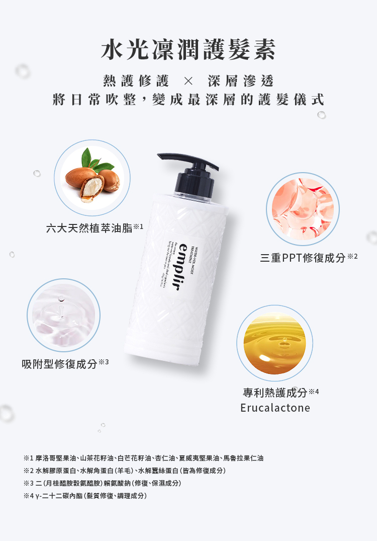 安珀麗護髮素蘊含專利熱護成分Erucalactone