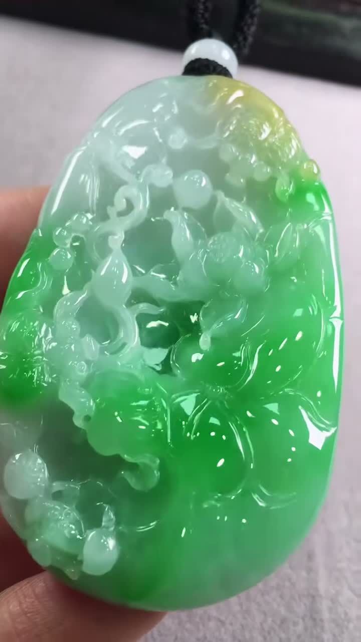 翡翠三彩荷葉魚,天然翡翠A玉, 緬甸玉, Jade, Jadeite