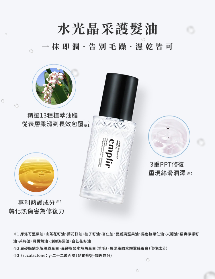 安珀麗護髮油蘊含13種天然植物油
