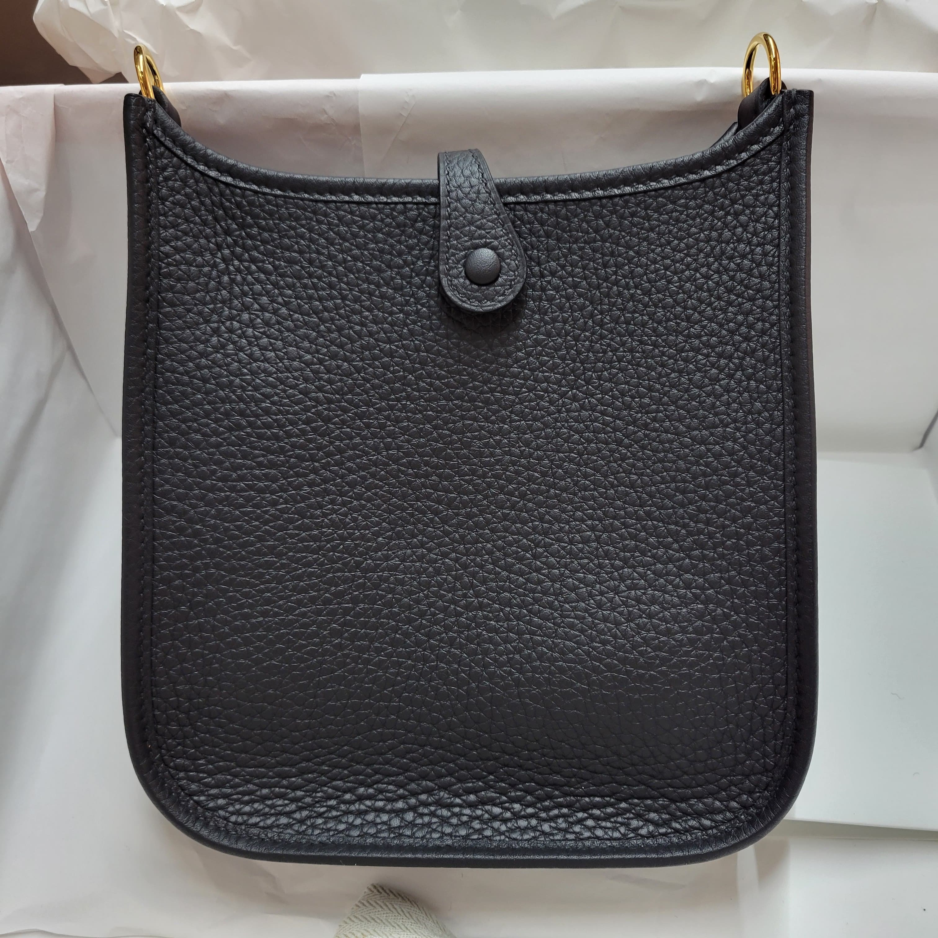 HERMES Mini Evelyne noir CC TC 110CM 黑金