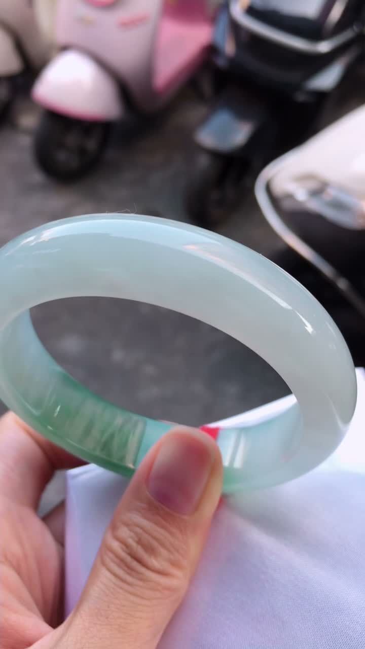 半山半水翡翠手鐲,天然翡翠A玉, 緬甸玉, Jade, Jadeite