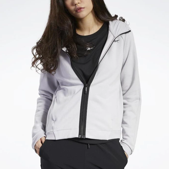 REEBOK 外套 灰色 訓練 連帽外套 女 FQ9306