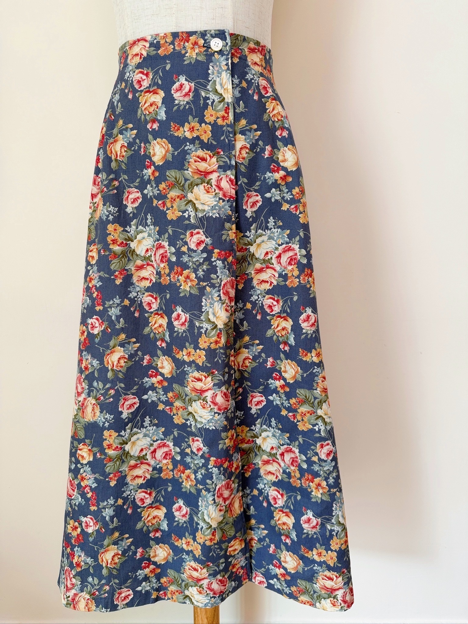 Soft Blue Floral Cotton Skirt