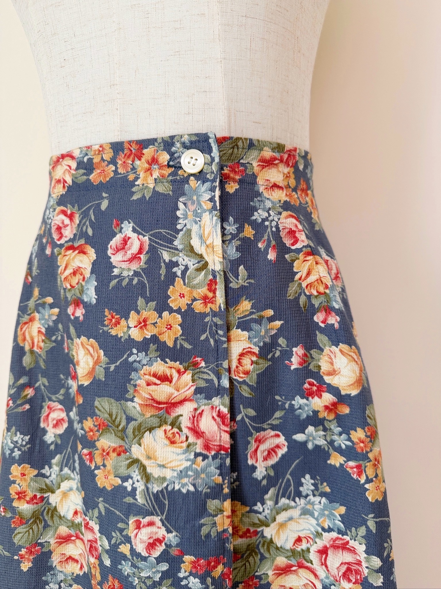Soft Blue Floral Cotton Skirt