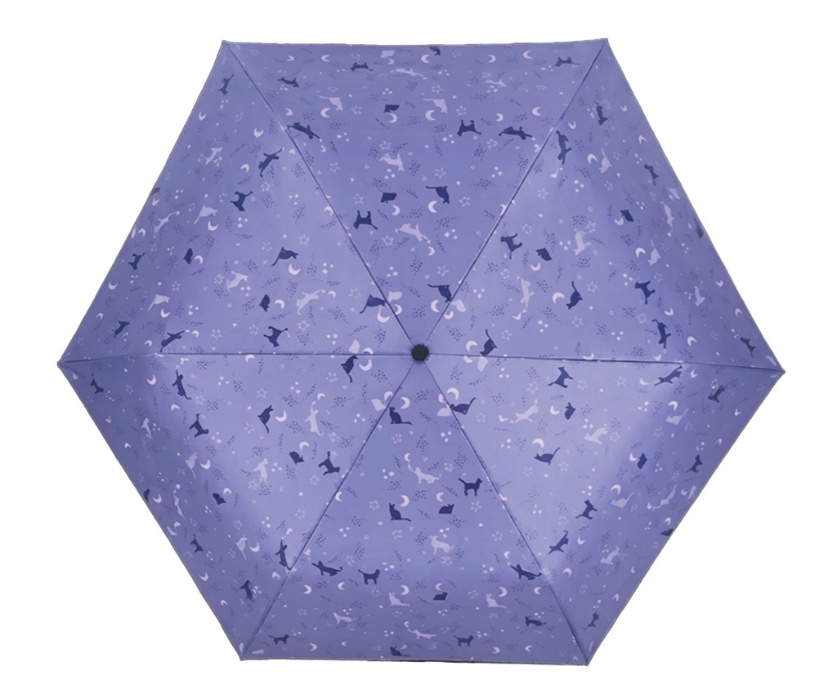 RICCINI UPF50+ 自動開合晴雨傘-黑夜的貓,深紫色 -M