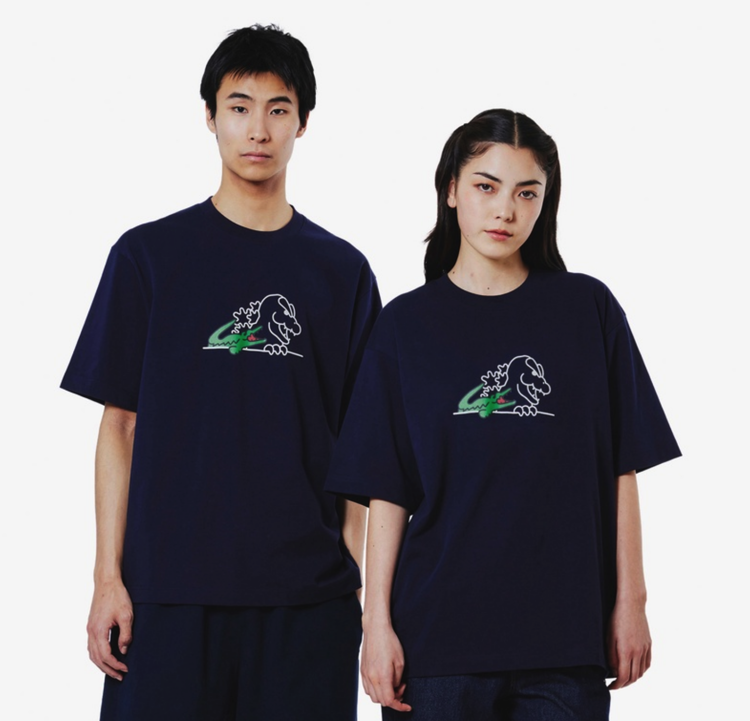 【現貨】Lacoste x 哥吉拉 胸前鱷魚與哥吉拉圖像 短tee TH01GZJ