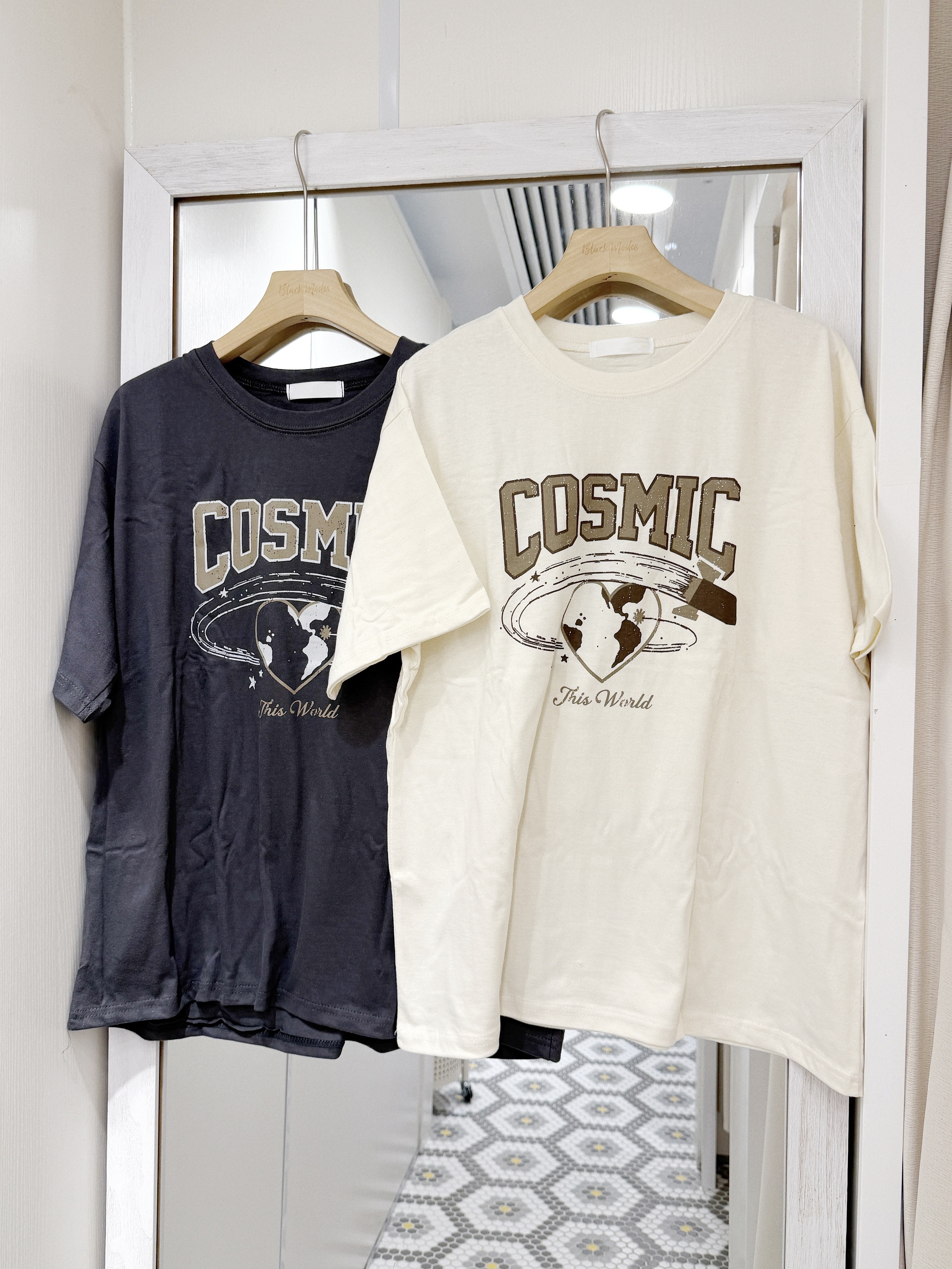 T1567｜繪圖風心心地球COSMIC this world OVERSIZE TEE
