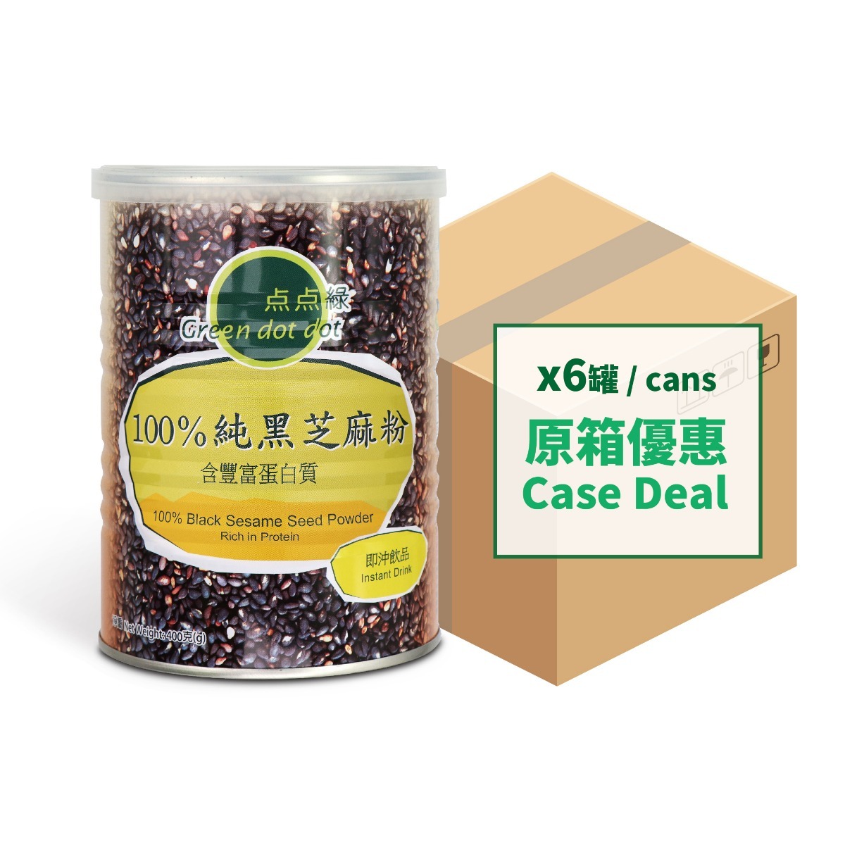 Greendotdot 100% Black Sesame Seed Powder (400g X6)