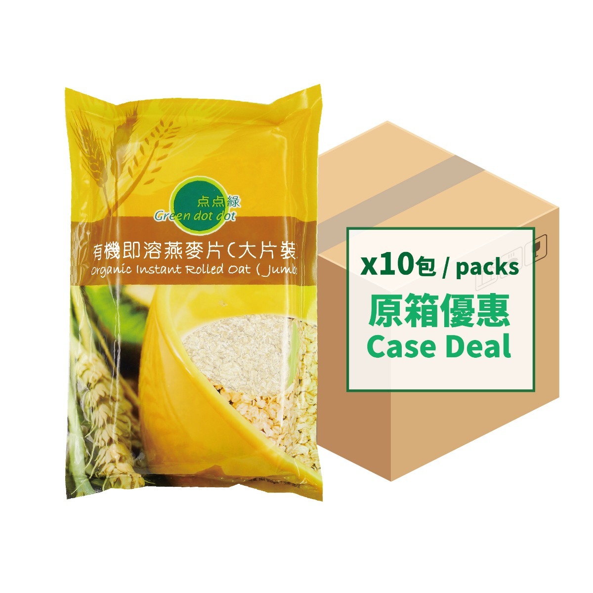 點點綠 有機即溶燕麥片(大片裝) (500克 X10)