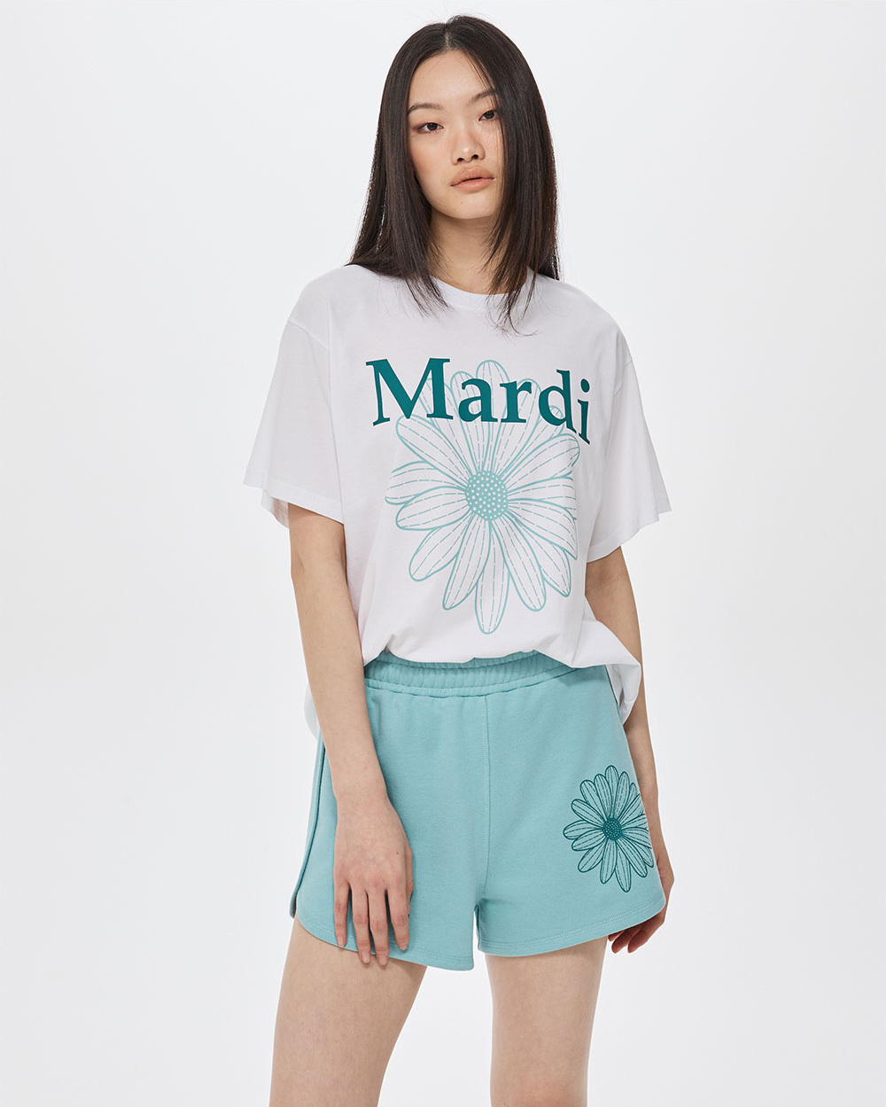Mardi Mercredi | TSHIRT FLOWERMARDI DUO_WHITE SAGEGREEN