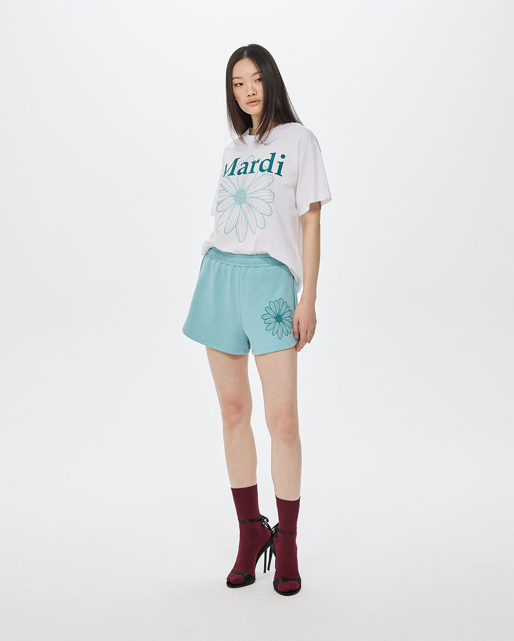 Mardi Mercredi | TSHIRT FLOWERMARDI DUO_WHITE SAGEGREEN