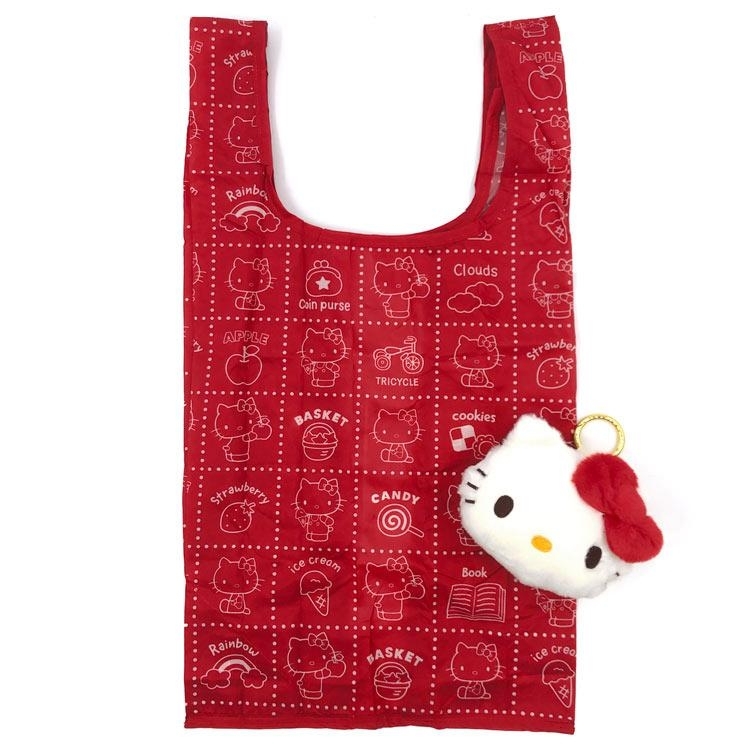 日本 Sanrio 淡色復古系列 頭形公仔匙扣連環保袋