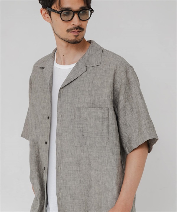 【現貨】Urban Research LINEN CHAMBRAY 系列 亞麻水手布開領襯衫 外搭襯衫  UR26230