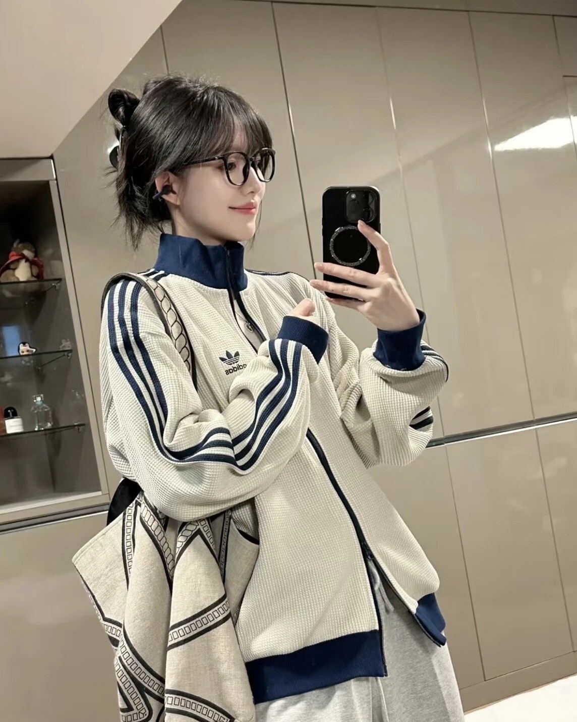<快速出貨> Adidas 華夫格外套 金珉奎/邊伯賢同款 灰白藍