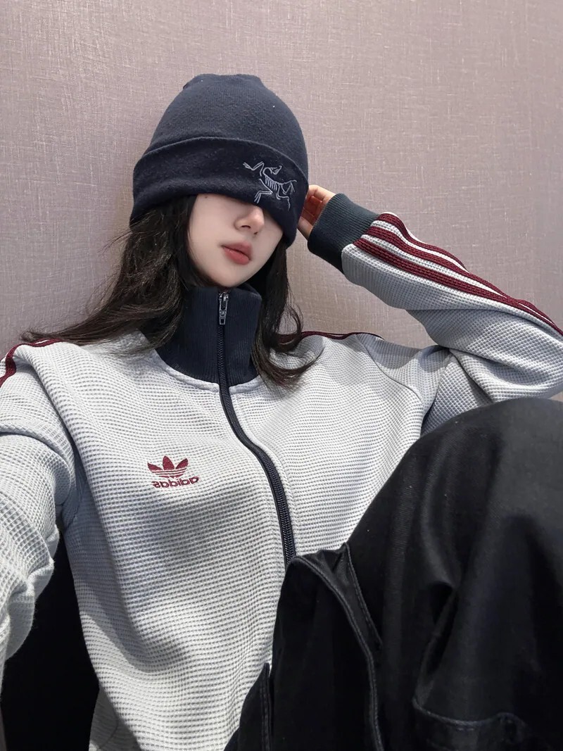 <快速出貨> Adidas 華夫格外套 金珉奎/邊伯賢同款 淺藍