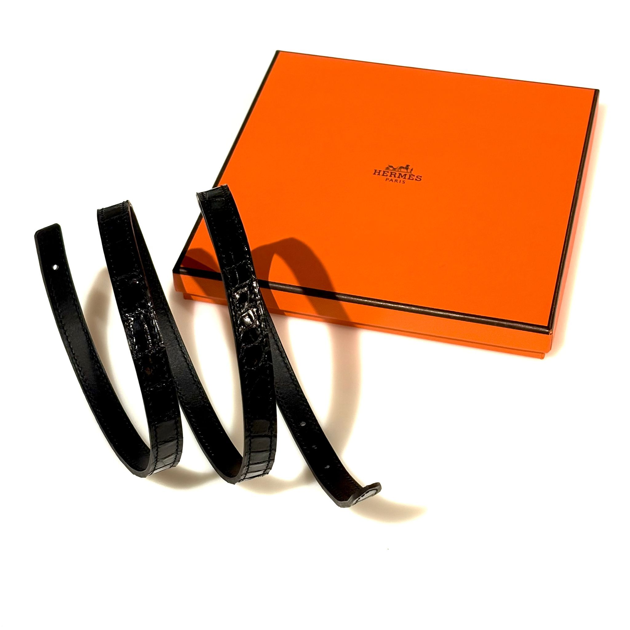 全新HERMES BELT 13MM 女士85碼 愛馬士黑色鱷魚皮帶/腰帶 #BRAND NEW #香榭站正品
