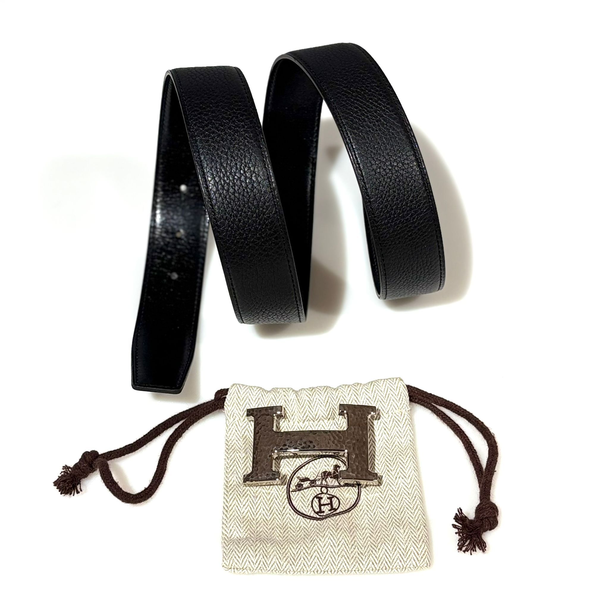全新愛馬士皮帶80碼, 32mm,黑色TOGO, 黑色TC, 雙面腰帶, 銀色卵石H扣, HERMES BELT #BRAND NEW #香榭站正品