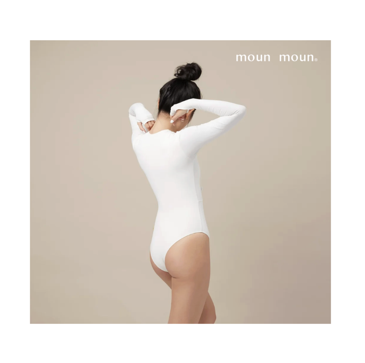 ▲moun moun -Ice Wine - #ffffff / 長袖Ｖ領鈕扣防曬衣 - 純白色