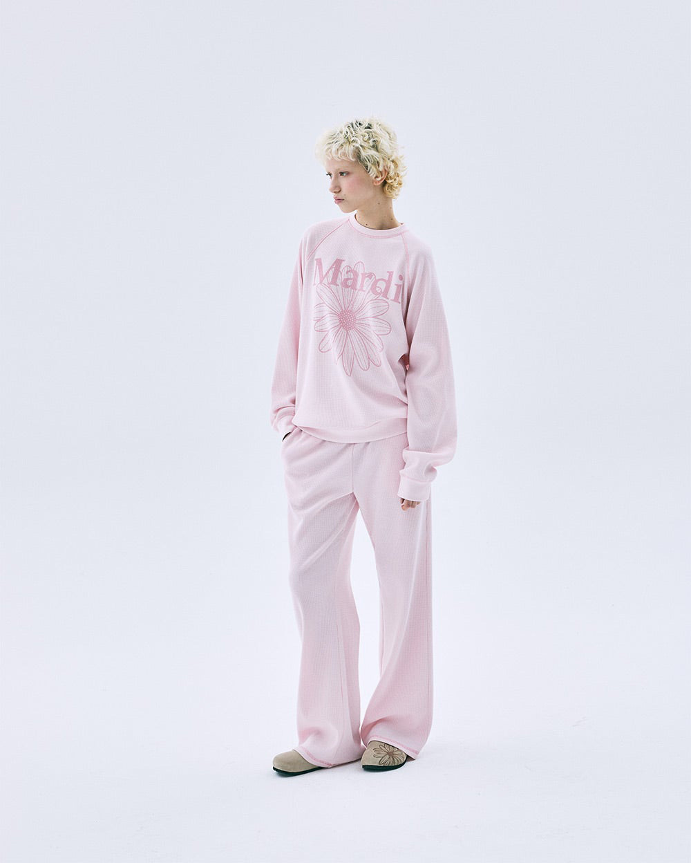Mardi Mercredi | WAFFLE OVERSIZED SWEATSHIRT FLOWERMARDI_PINK PINK