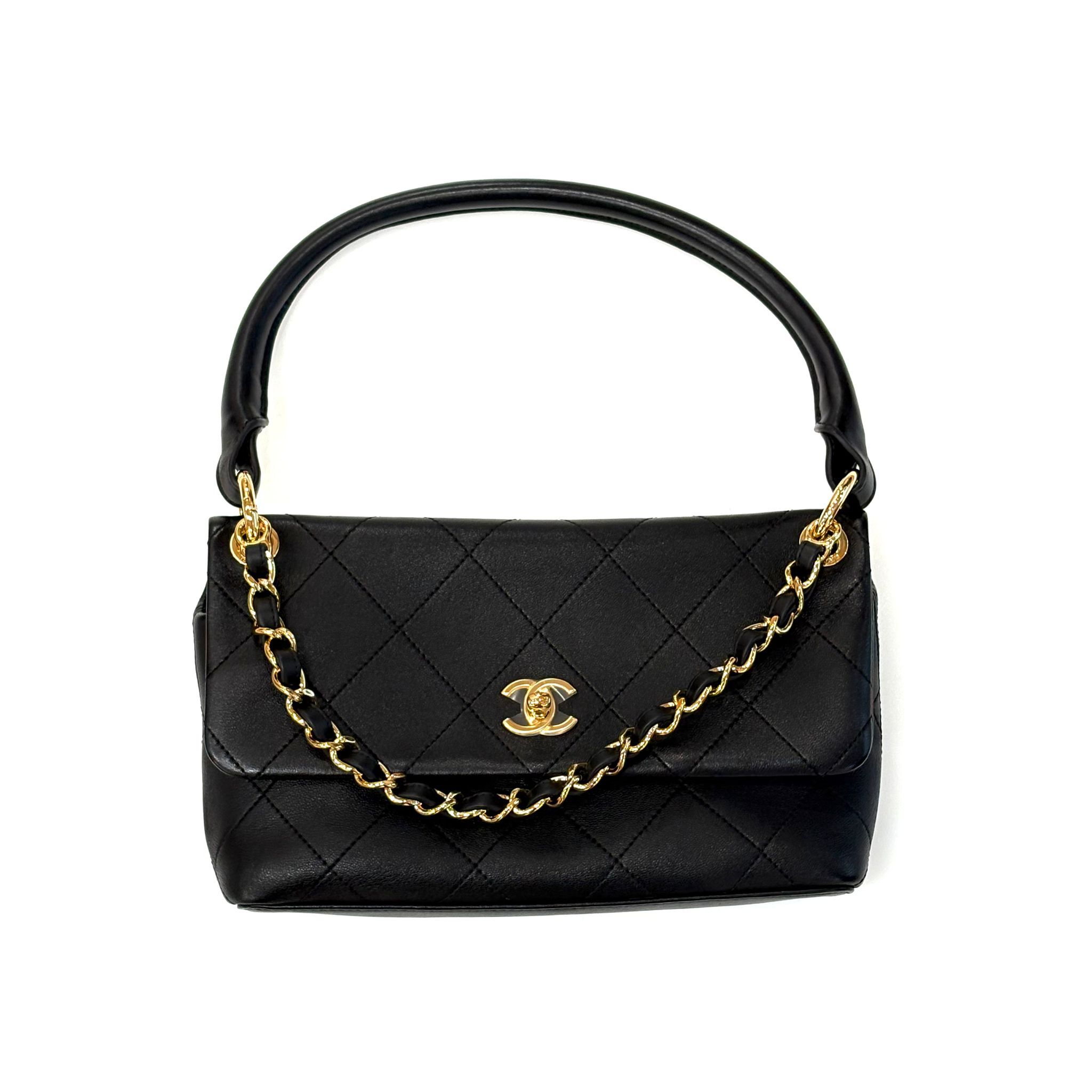 全新CHANEL 26K AS6112  Flap Bag 黑色羊皮金扣單肩包 @晶片 #BRAND NEW #香榭站正品