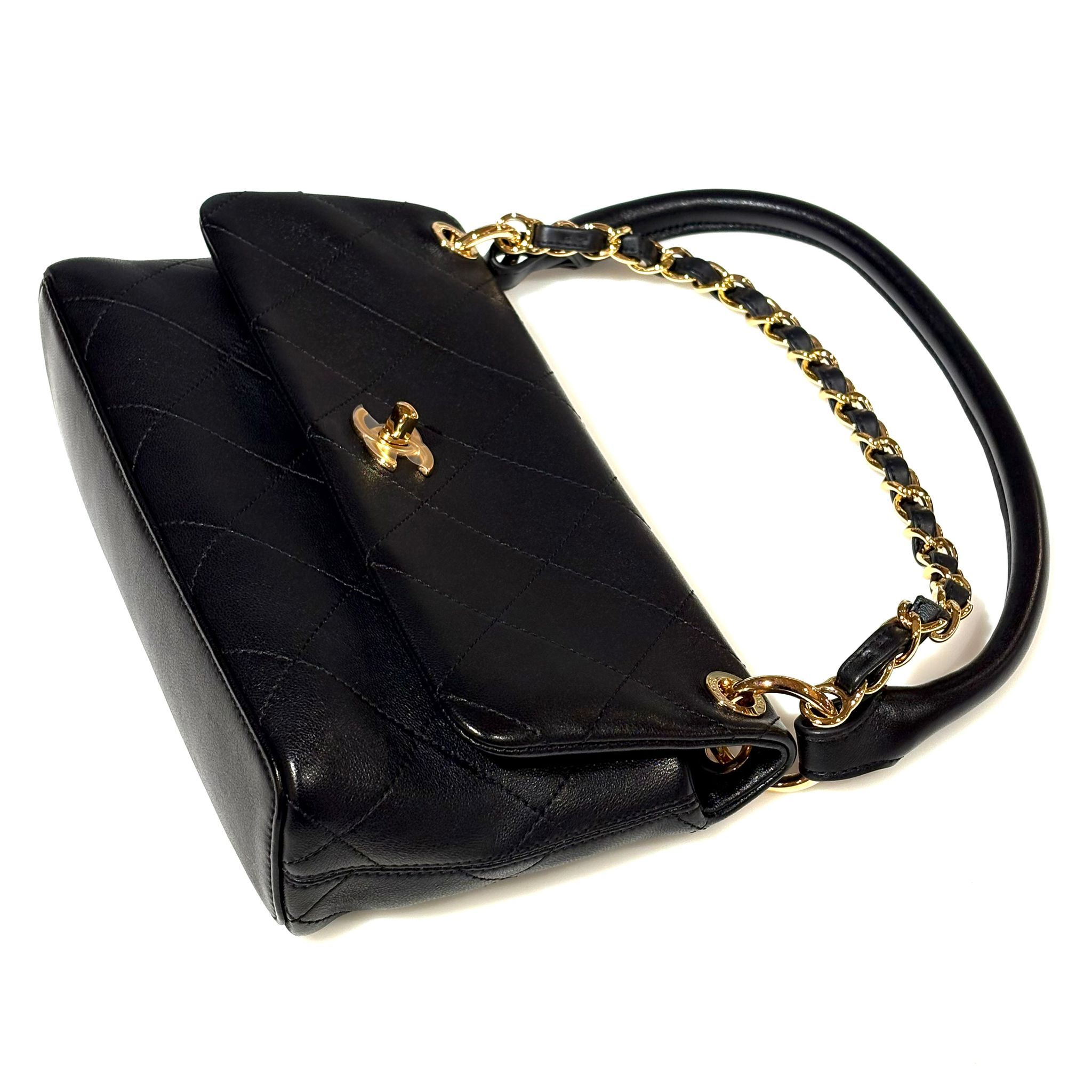 全新CHANEL 26K AS6112  Flap Bag 黑色羊皮金扣單肩包 @晶片 #BRAND NEW #香榭站正品