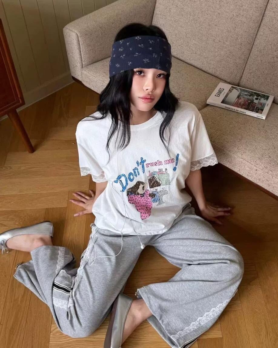 【俏皮可愛的早安小熊棉tee】（現貨）