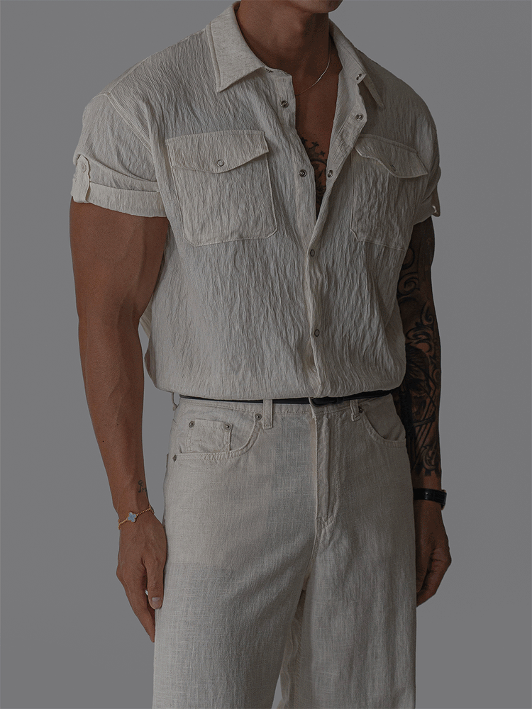 Ford pleated rolled-up shirt
