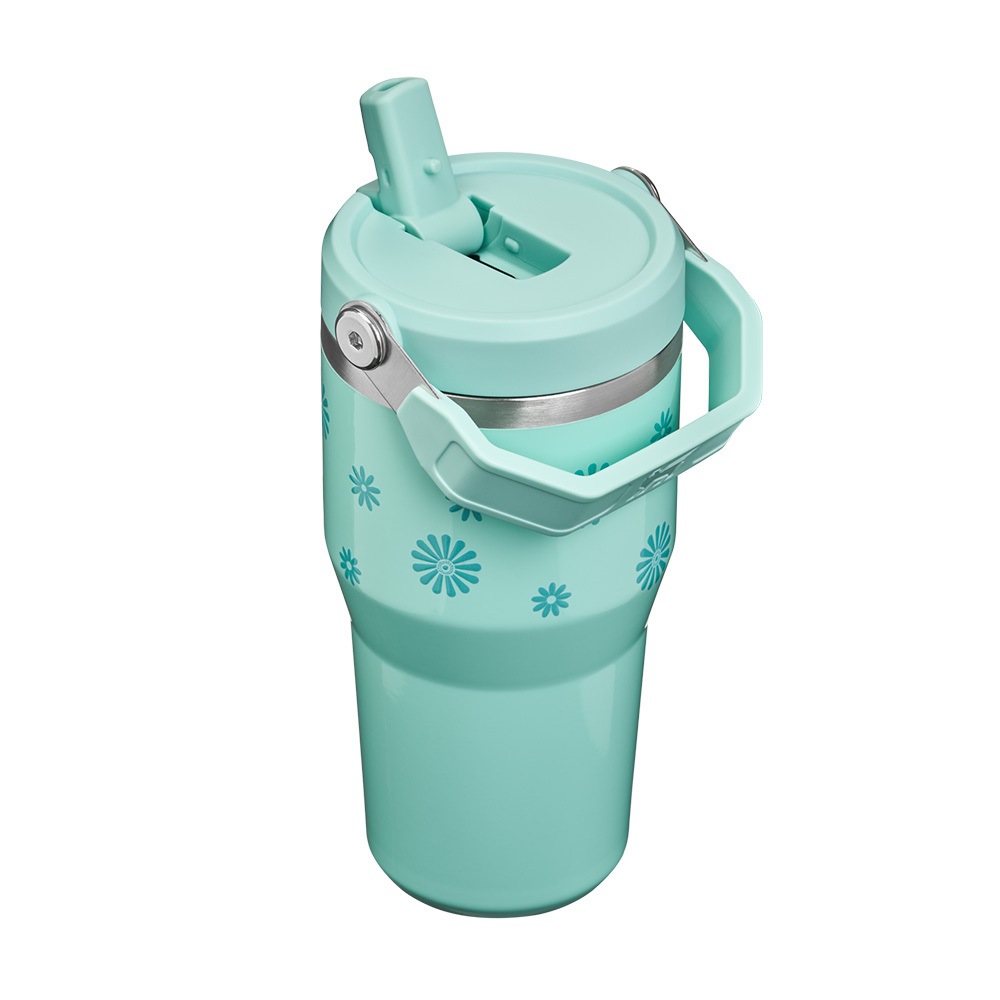 少 量 現 貨丨Stanley 1913 IceFlow™ 手提吸管杯 2.0 Flip Straw Tumbler 青綠雛菊 20oz