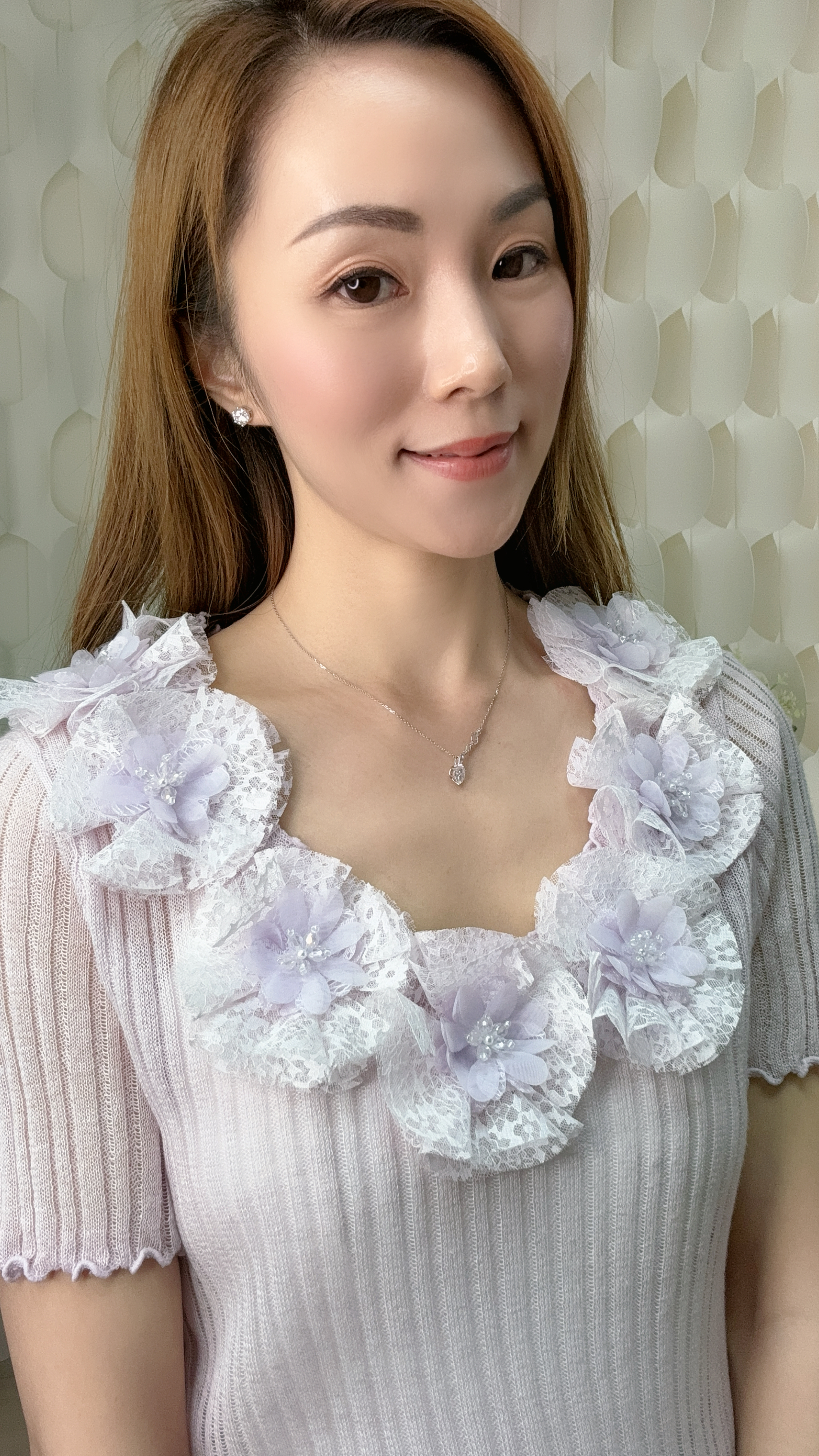 圓領立體花花波浪邊棉綫上衣 (胸32-44 腰28-46 長23吋) LA26170 #1606clo