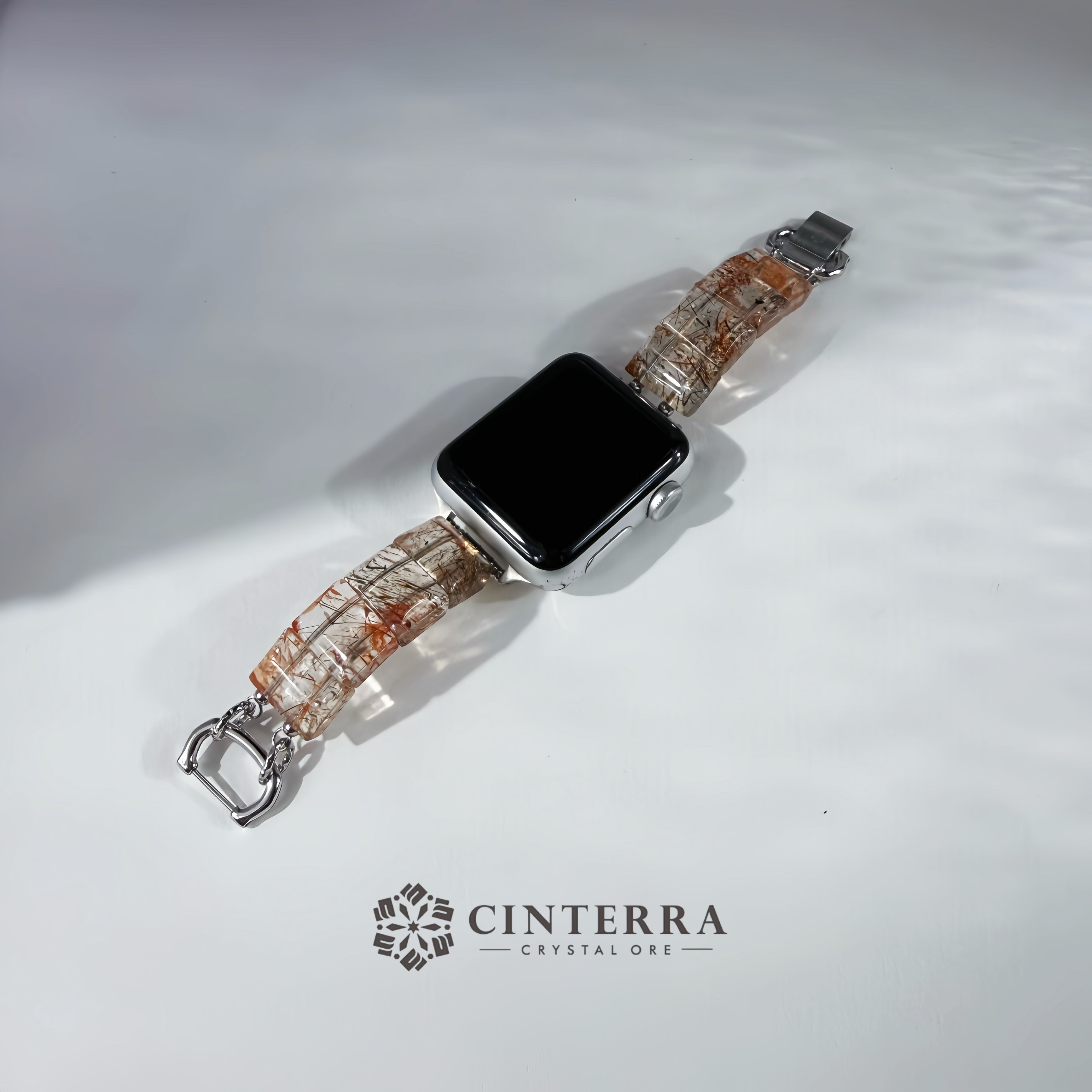 【可調式拼接】全能穩運水晶｜黑金超Apple Watch水晶錶帶｜礦石水晶錶帶14-15mm