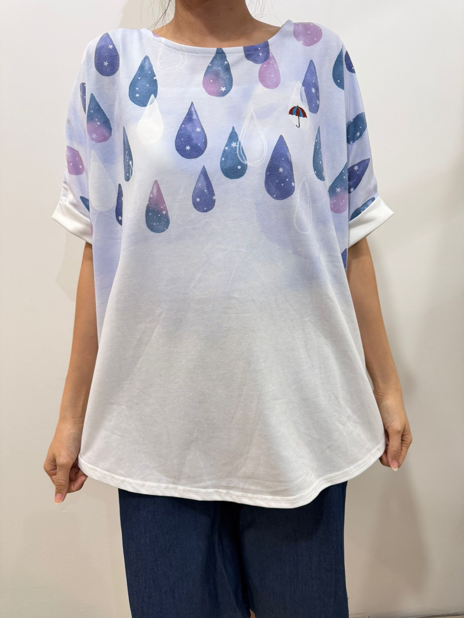 Ie 雨點刺繡遮top 紫 涼感 吸熱慢 散熱快