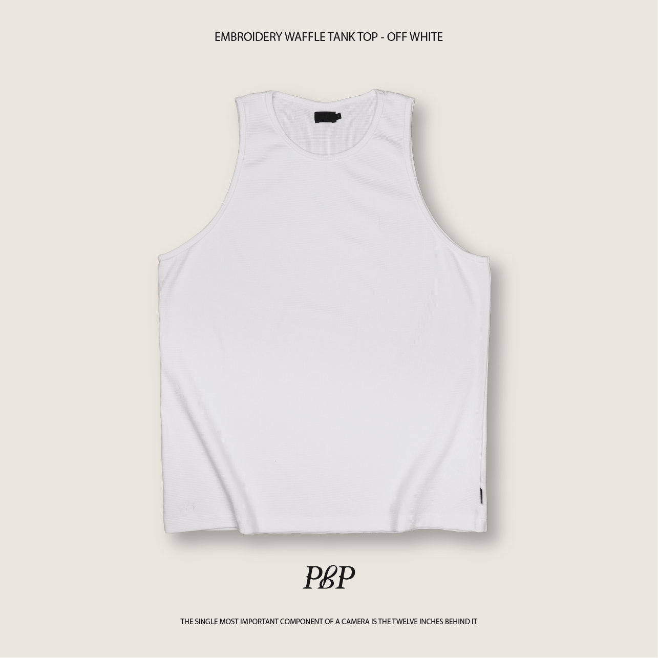 P.B.P - EMBROIDERY WAFFLE TANK TOP  - OFF WHITE