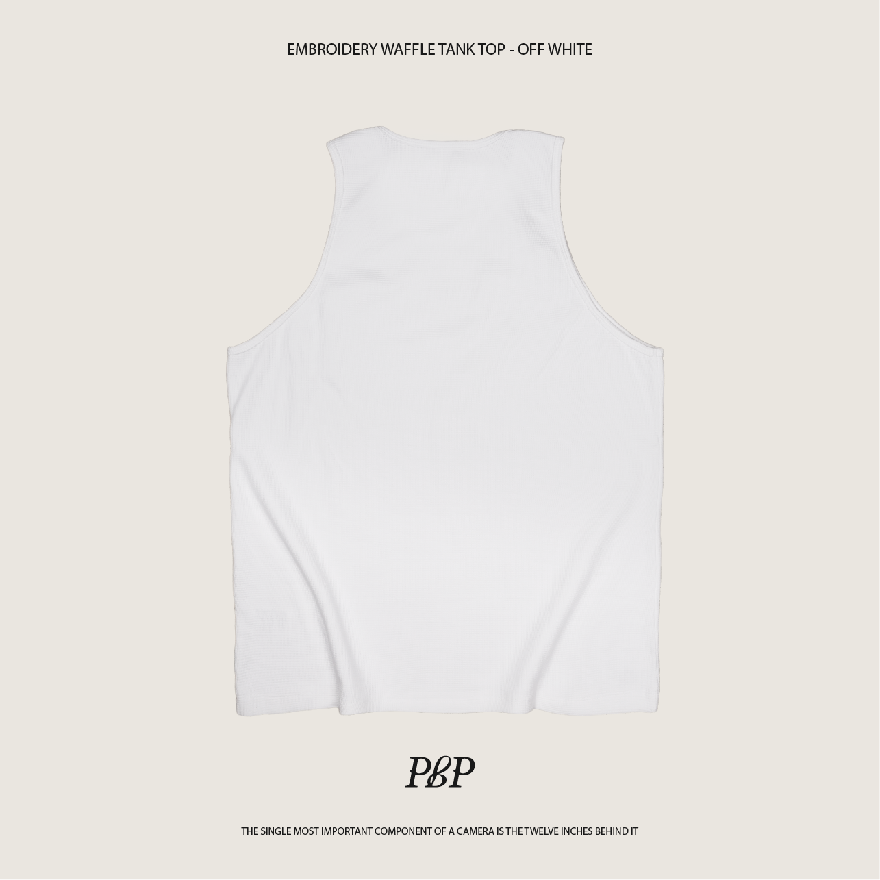 P.B.P - EMBROIDERY WAFFLE TANK TOP  - OFF WHITE