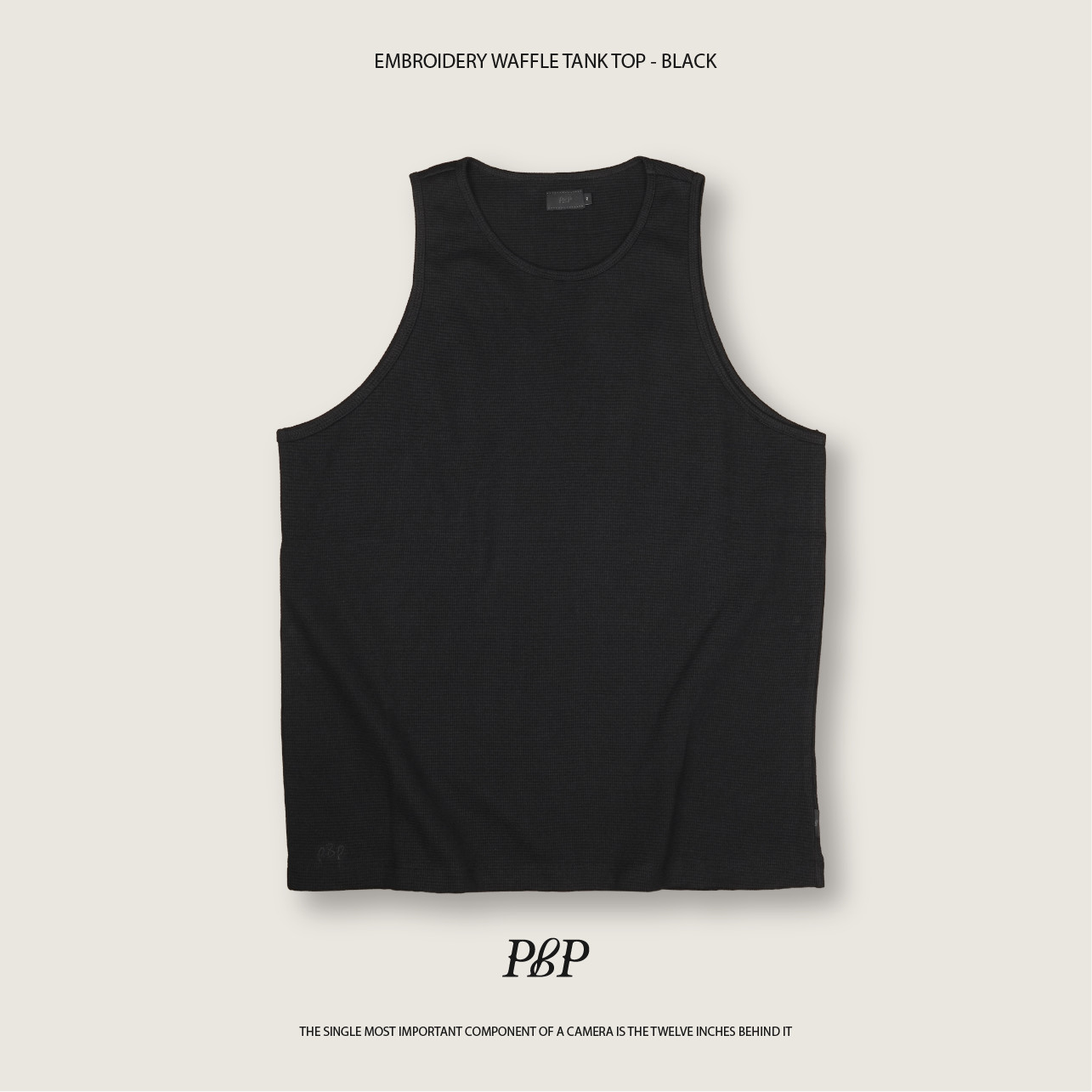 P.B.P - EMBROIDERY WAFFLE TANK TOP  - BLACK