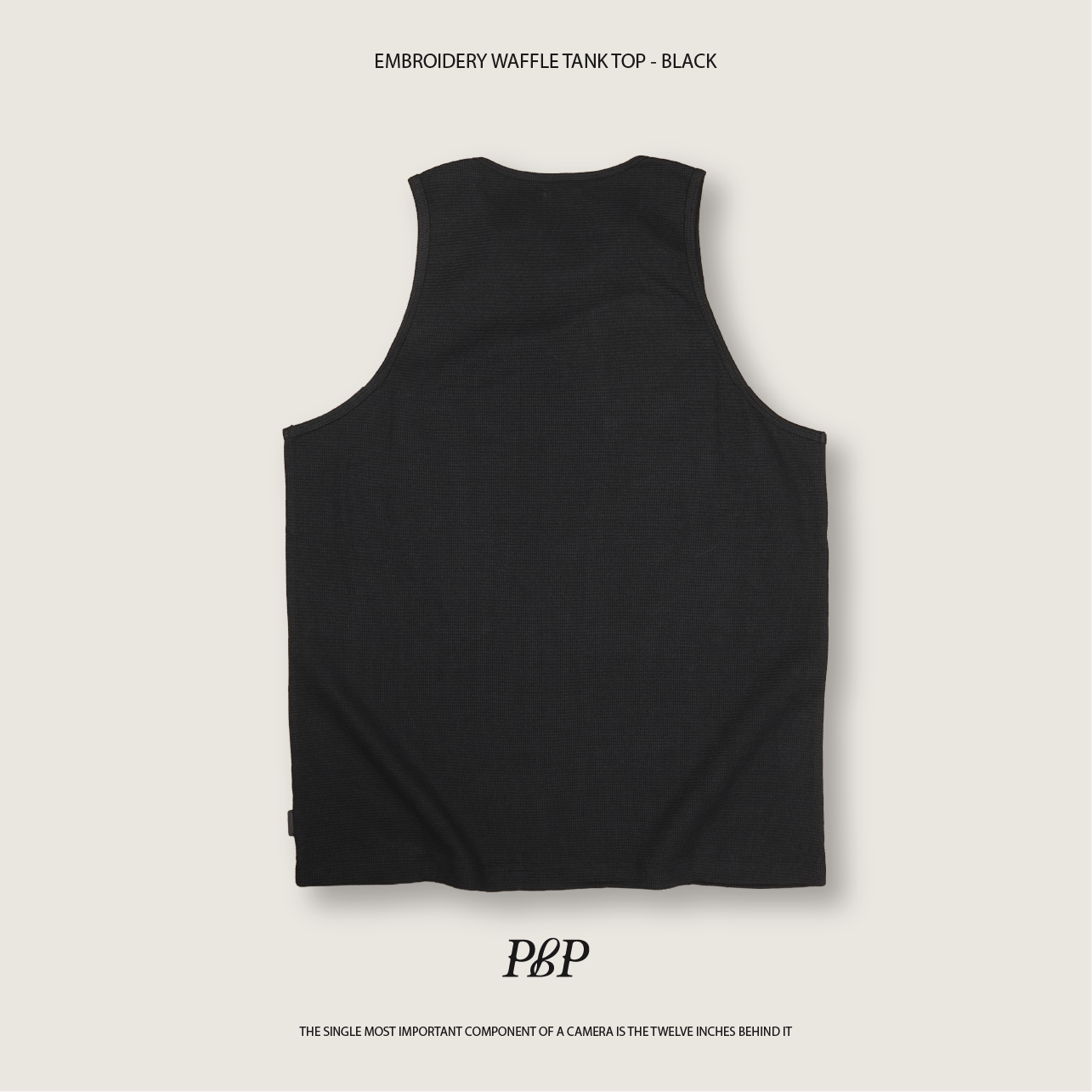 P.B.P - EMBROIDERY WAFFLE TANK TOP  - BLACK
