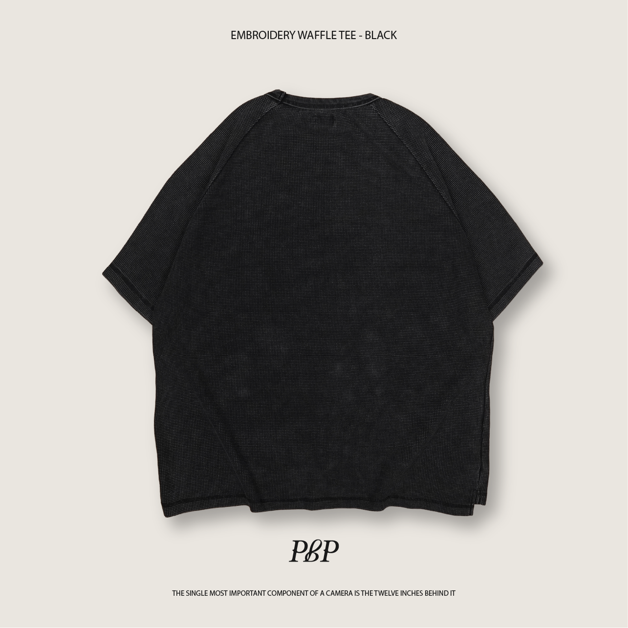 P.B.P - EMBROIDERY WAFFLE TEE  - BLACK