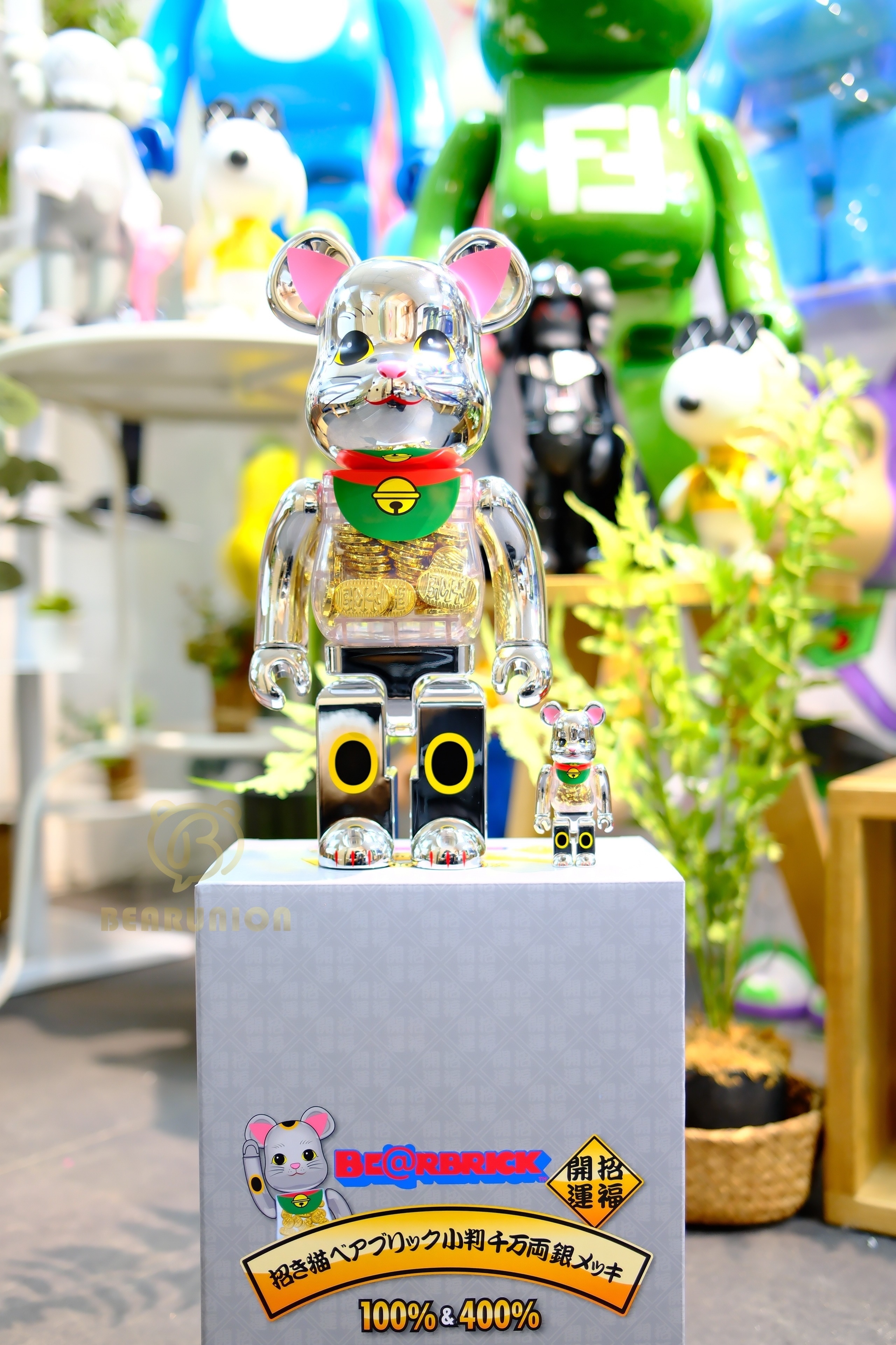 🎏預訂🎏Bearbrick 400% 100% 招き猫 小判 千万両 銀メッキ
