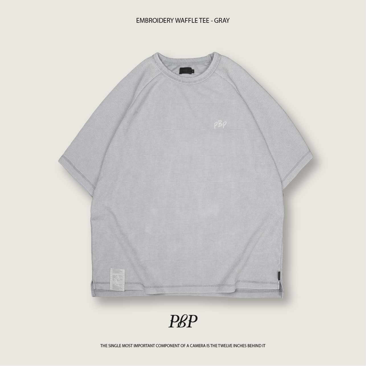 P.B.P - EMBROIDERY WAFFLE TEE  - GRAY