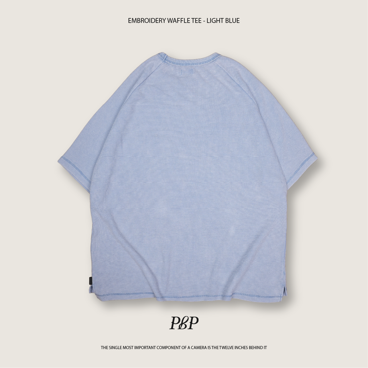 P.B.P - EMBROIDERY WAFFLE TEE  - LIGHT BLUE