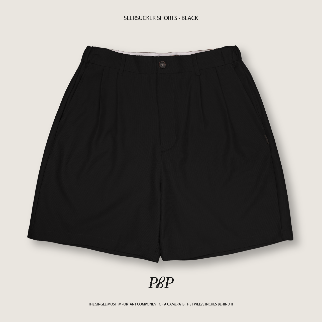 P.B.P - SEERSUCKER SHORTS  - BLACK