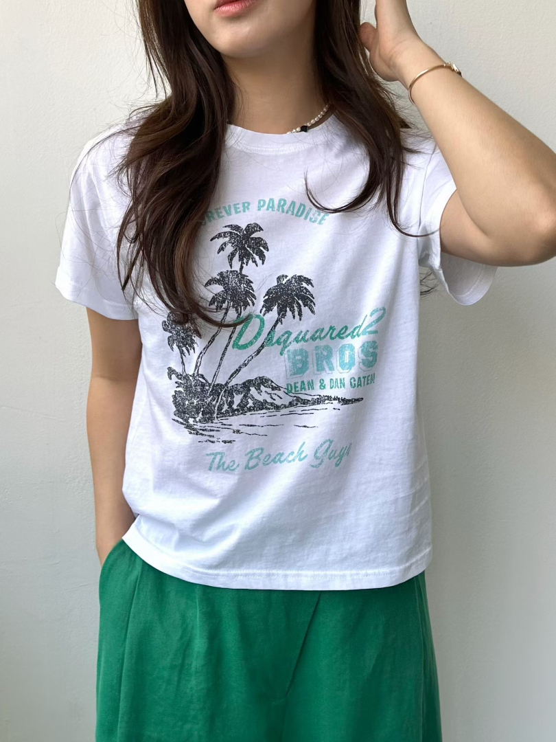 Paradise Beach 美式渡假印花復古椰影棉T