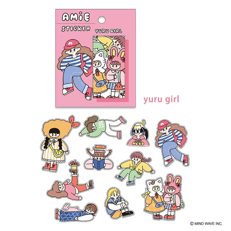yuru 女孩 Amie系列 40枚貼紙包｜日本Mind Wave