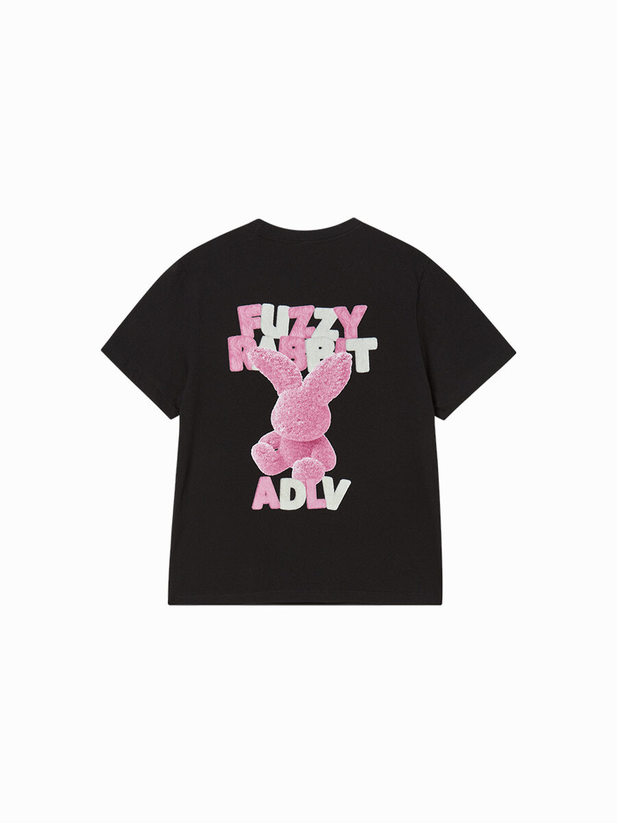 Q38 ADLV WOMAN FUZZY FONT DRAGON SHORT SLEEVE T-SHIRT - BLACK｜25FW-TP-SS-AW-WFF-BLK