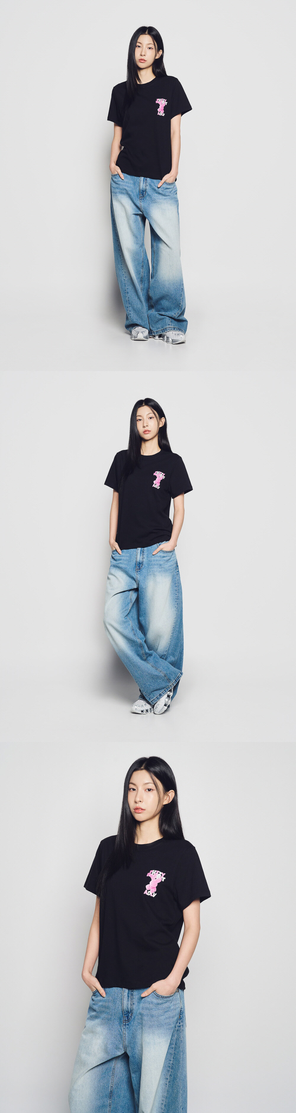 Q38 ADLV WOMAN FUZZY FONT DRAGON SHORT SLEEVE T-SHIRT - BLACK｜25FW-TP-SS-AW-WFF-BLK