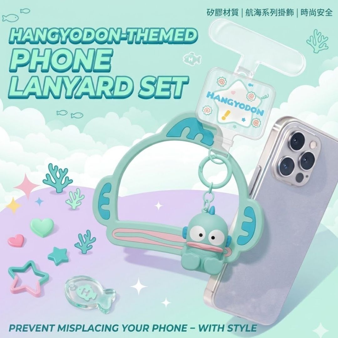 水怪 Sanrio 手機掛繩掛圈鎖匙扣套組 | 防丟手腕掛繩連立體公仔飾物